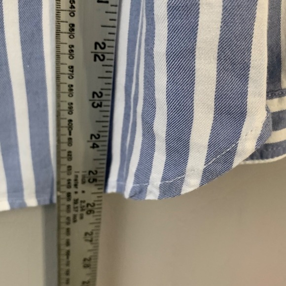 BeachLunchLounge Arielle Stripe Long Sleeve Lyocell Blend Button-Up Shirt Size M - Picture 8 of 10